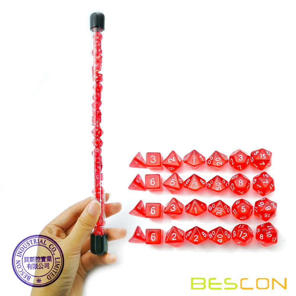 Dice Set Polyhedral - Bescone-반투명 레드 미니 다면체 주사위 튜브,