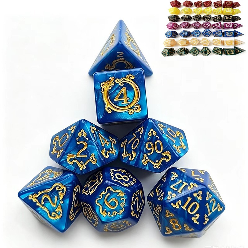 Dice Set Polyhedral - 7Pcs 드래곤 패턴 다면체 DND 주사위