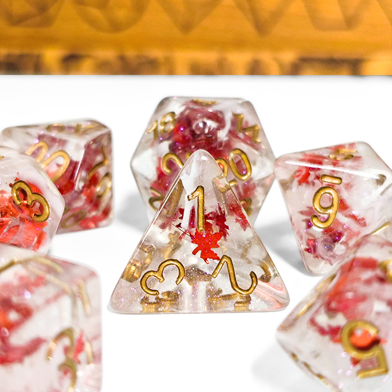 Dice Set Polyhedral - 7PCS DND 주사위 투명 레진 가을