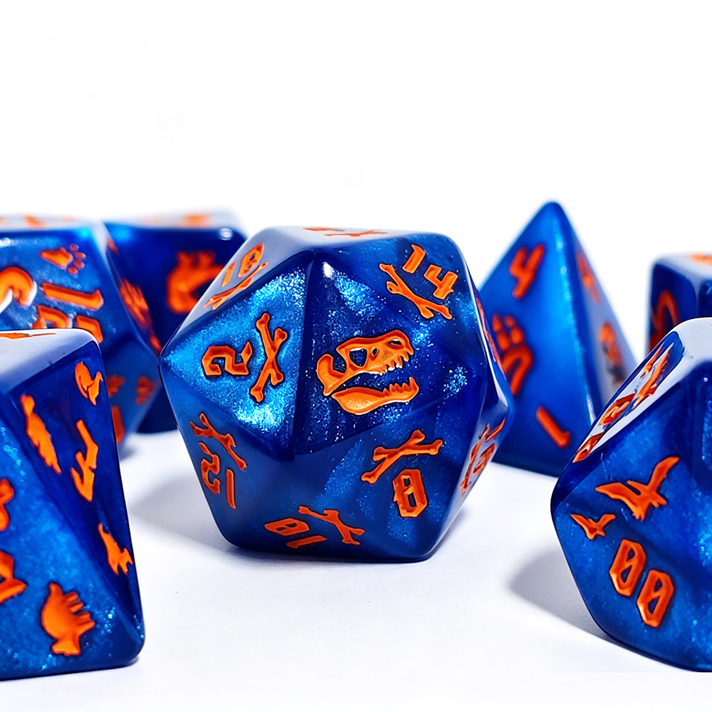 7개의 쥬라기 바다색 공룡 무늬가 새겨진 다면체 아크릴 - Dice Set Polyhedral 리뷰 및 가격