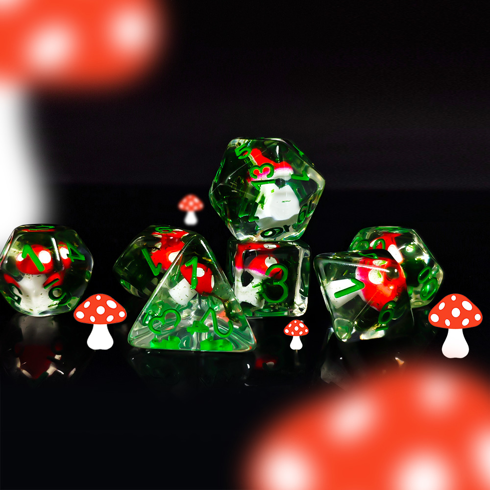 7개/세트 DND 주사위 투명 레진 귀여운 버섯 다면체 - Dice Set Polyhedral 리뷰 및 가격