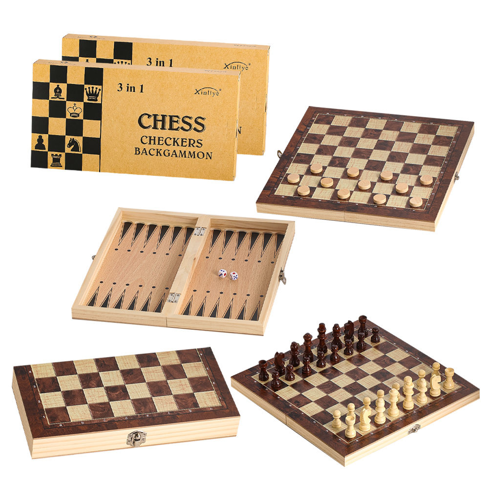 나무 3-in-1 체커 백개먼 체스 세트 모델 파티 여 - Board Game Vantage 리뷰 및 가격