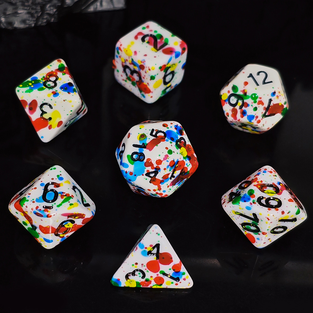 페인트 스플래터 다이스 세트 - 7개의 화이트 다이스와 - Dice Set Polyhedral 리뷰 및 가격