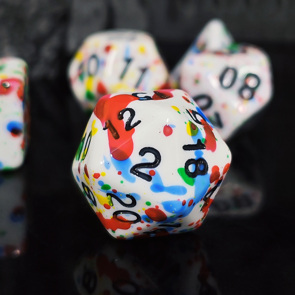 페인트 스플래터 다이스 세트 - 7개의 화이트 다이스와 - Dice Set Polyhedral 리뷰 및 가격