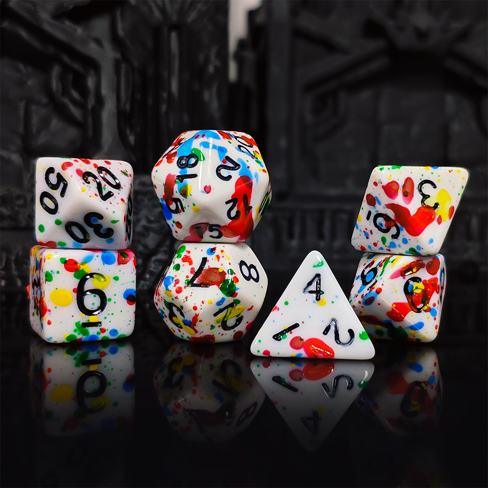 페인트 스플래터 다이스 세트 - 7개의 화이트 다이스와 - Dice Set Polyhedral 리뷰 및 가격