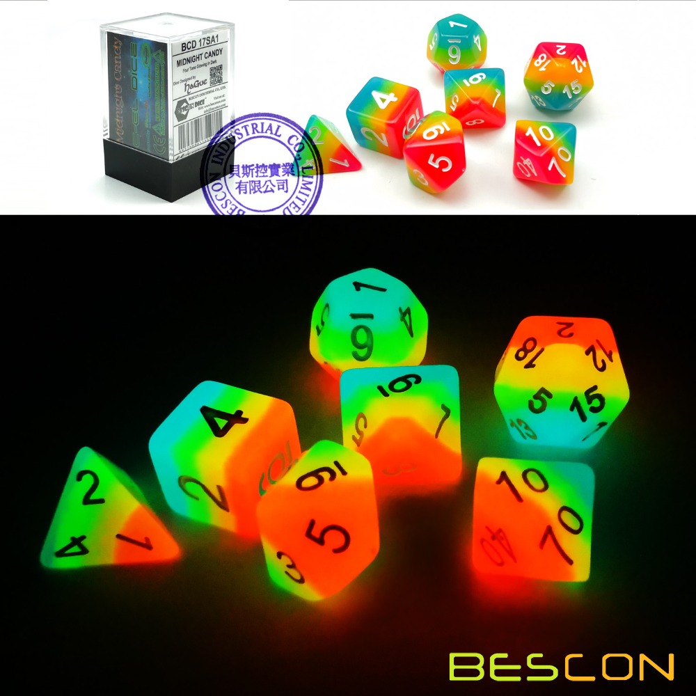 Bescon 판타지 레인보우 빛나는 다면체 주사위 7  - Dice Set Polyhedral 리뷰 및 가격