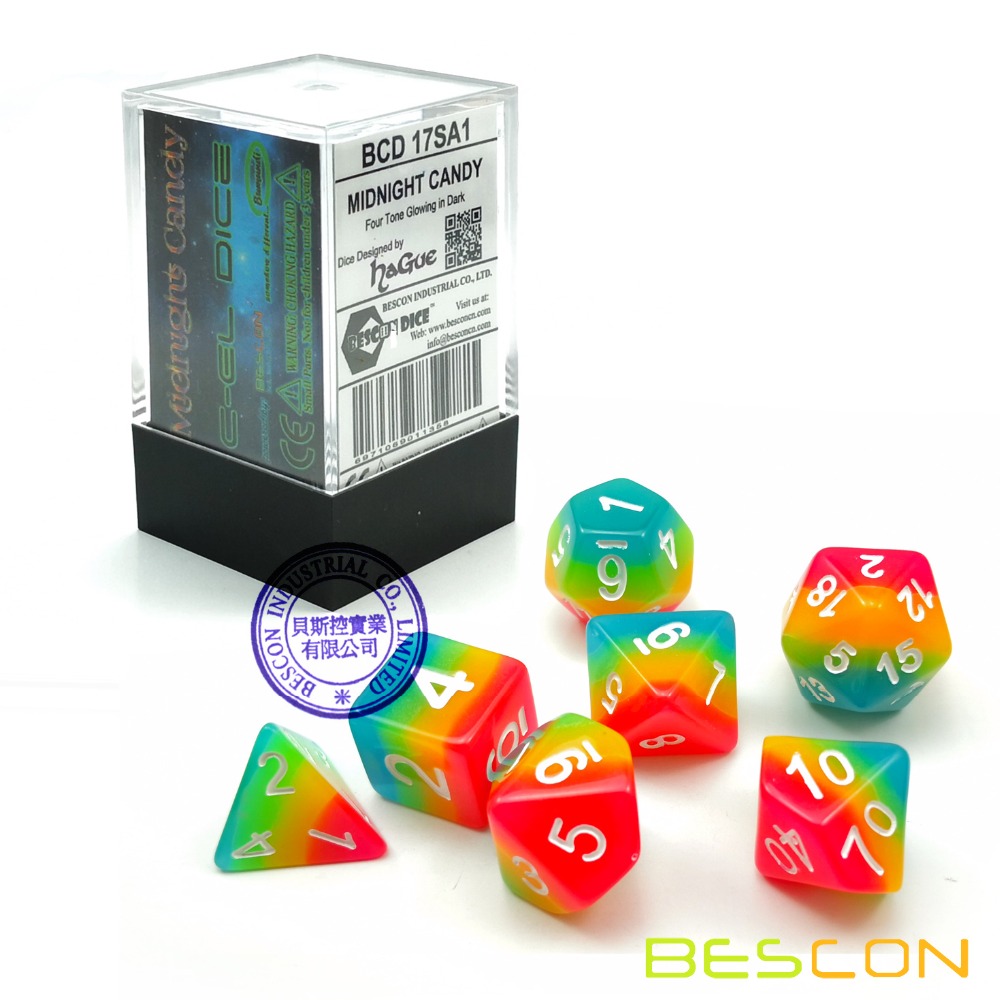 Bescon 판타지 레인보우 빛나는 다면체 주사위 7  - Dice Set Polyhedral 리뷰 및 가격