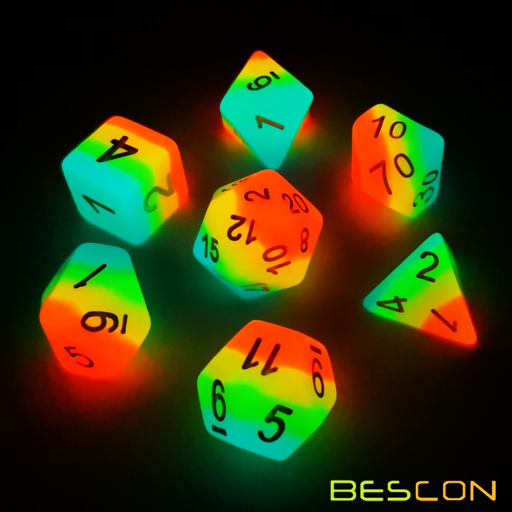 Bescon 판타지 레인보우 빛나는 다면체 주사위 7  - Dice Set Polyhedral 리뷰 및 가격