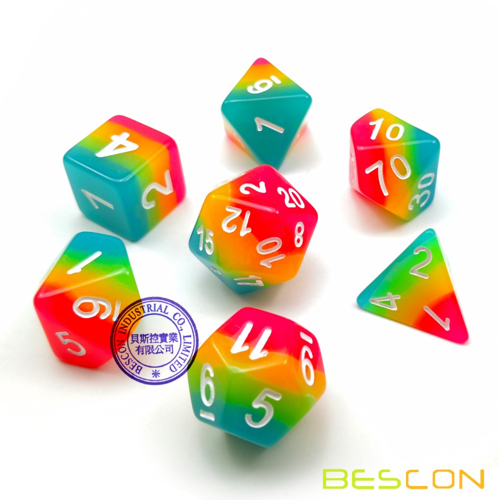 Bescon 판타지 레인보우 빛나는 다면체 주사위 7  - Dice Set Polyhedral 리뷰 및 가격