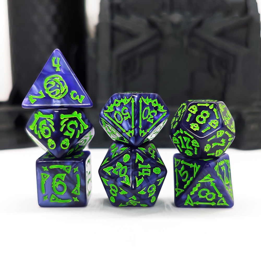 크툴루 다크 블루 & 네온 그린 다이스 세트, 7피스  - Dice Set Polyhedral 리뷰 및 가격
