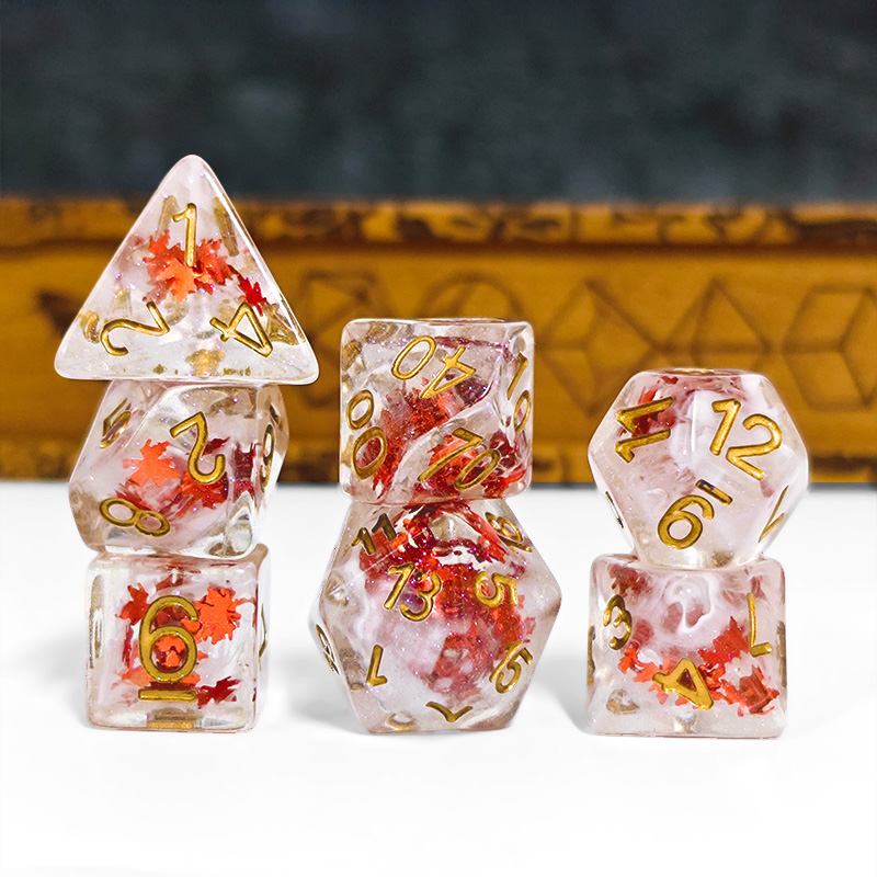 7PCS DND 주사위 투명 레진 가을 단풍잎 다면체  - Dice Set Polyhedral 리뷰 및 가격