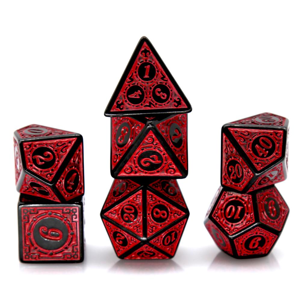 7Pcs 블랙 레드 아크릴 다면체 주사위 세트 레트로  - Dice Set Polyhedral 리뷰 및 가격