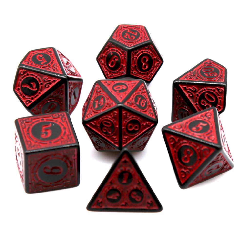 7Pcs 블랙 레드 아크릴 다면체 주사위 세트 레트로  - Dice Set Polyhedral 리뷰 및 가격