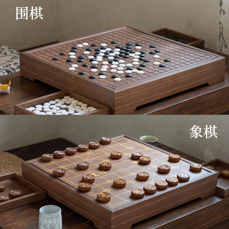 고급 원목 고 & 중국 체스 2-in-1 보드, 대형  - Board Game Go 리뷰 및 가격