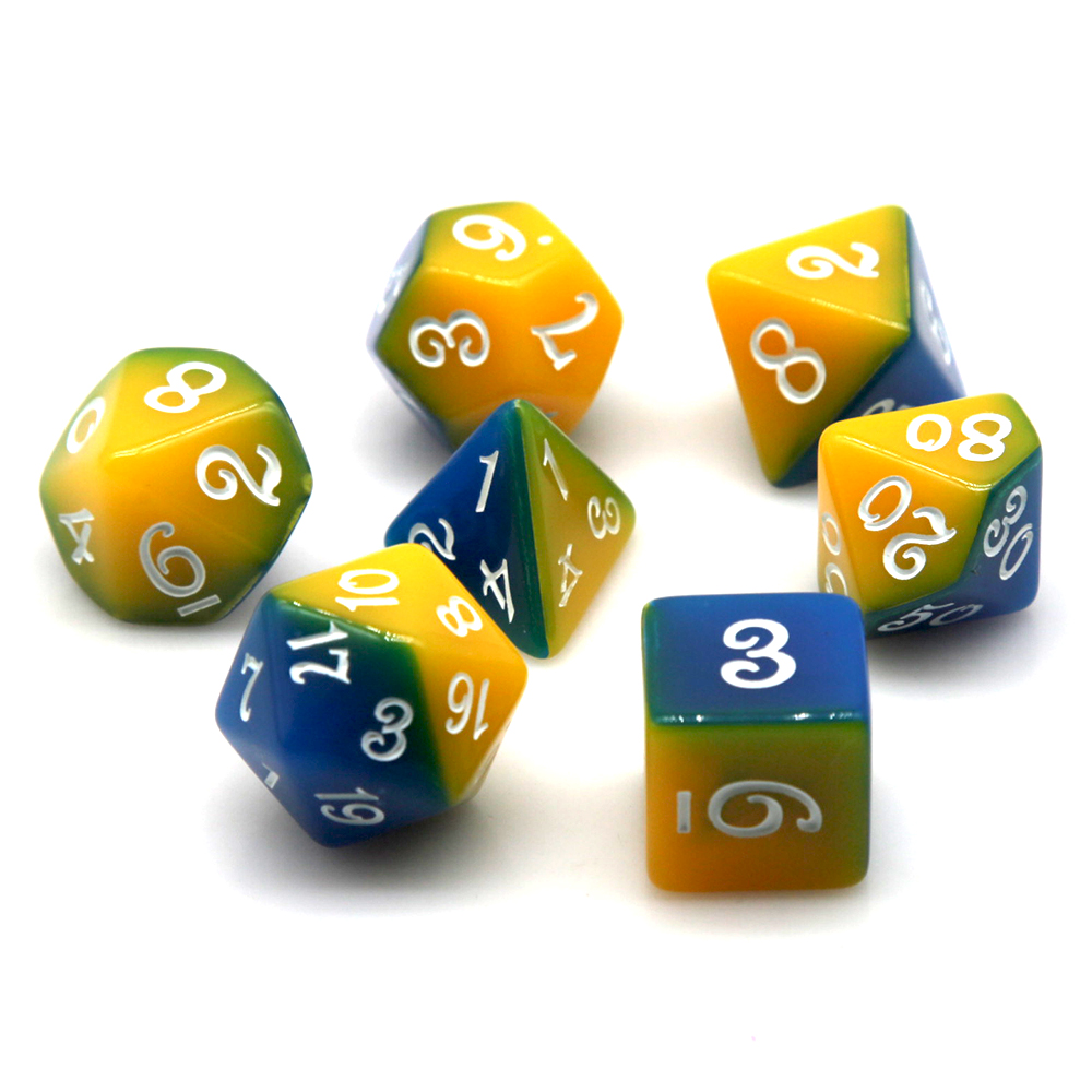 파란색 & 노란색 이중 색상 다면체 주사위 세트 7개입 - Dice Set Polyhedral 리뷰 및 가격