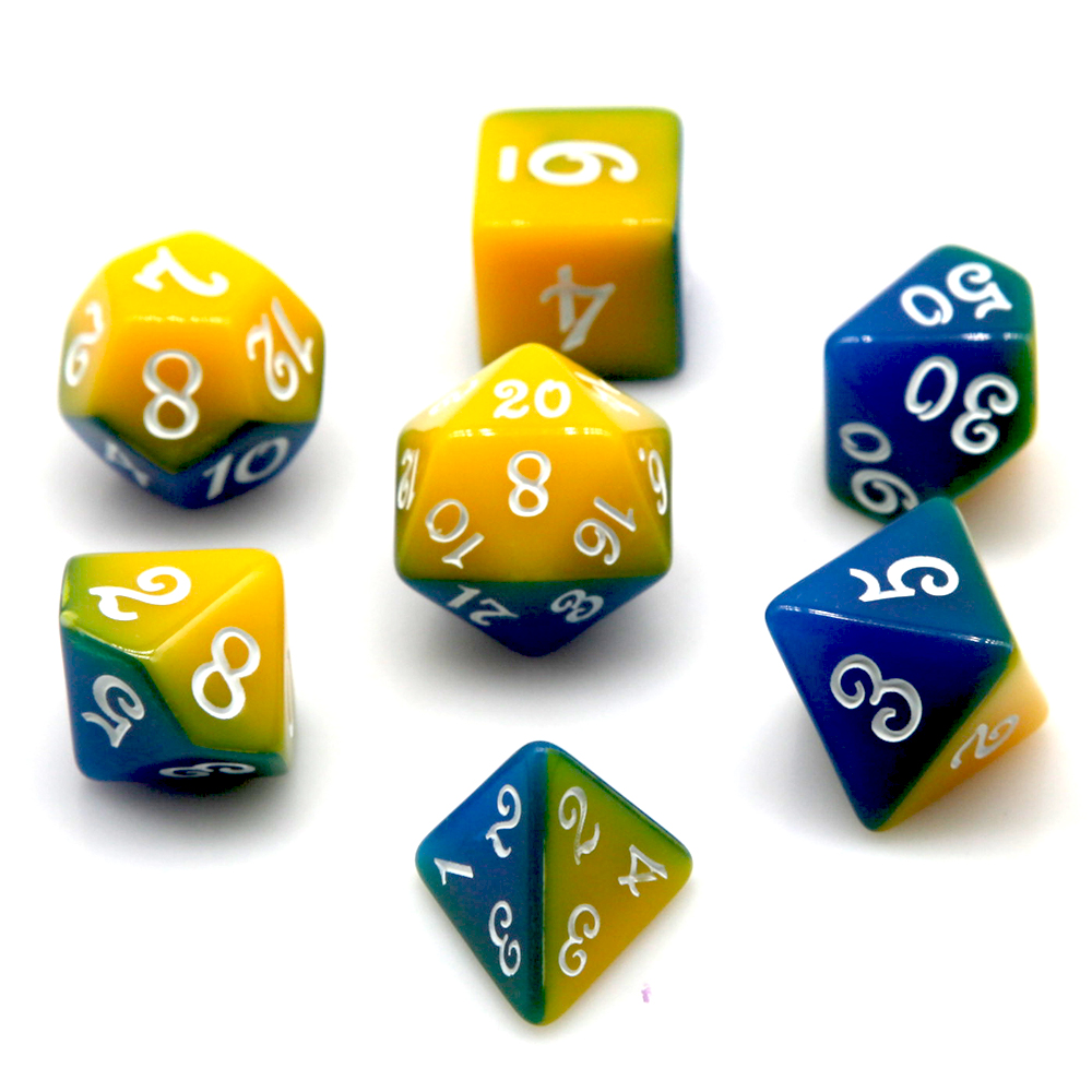 파란색 & 노란색 이중 색상 다면체 주사위 세트 7개입 - Dice Set Polyhedral 리뷰 및 가격