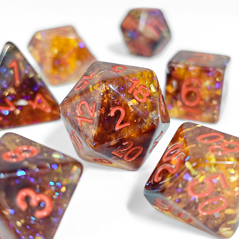 화염 오렌지 색상의 레진 다면체 주사위 세트, 7개 구 - Dice Set Polyhedral 리뷰 및 가격
