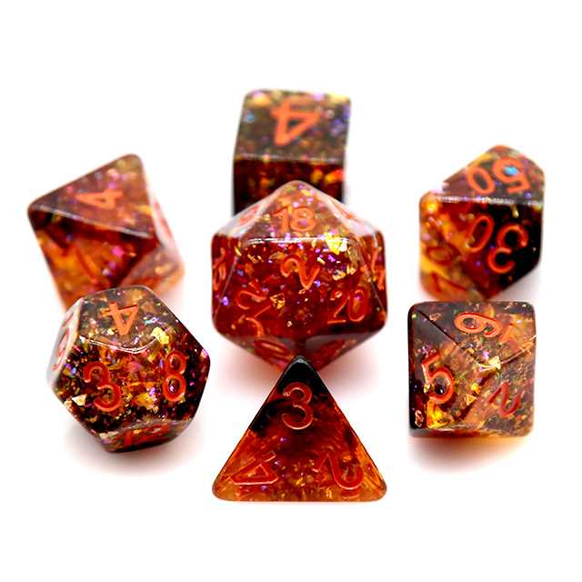 화염 오렌지 색상의 레진 다면체 주사위 세트, 7개 구 - Dice Set Polyhedral 리뷰 및 가격