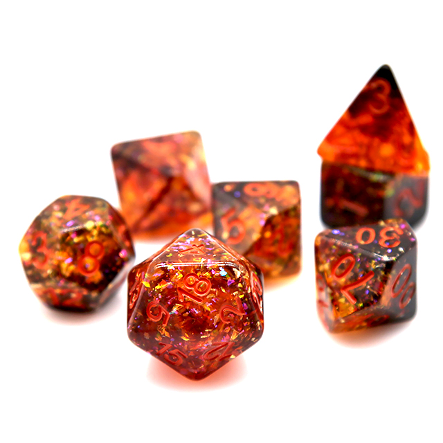 화염 오렌지 색상의 레진 다면체 주사위 세트, 7개 구 - Dice Set Polyhedral 리뷰 및 가격